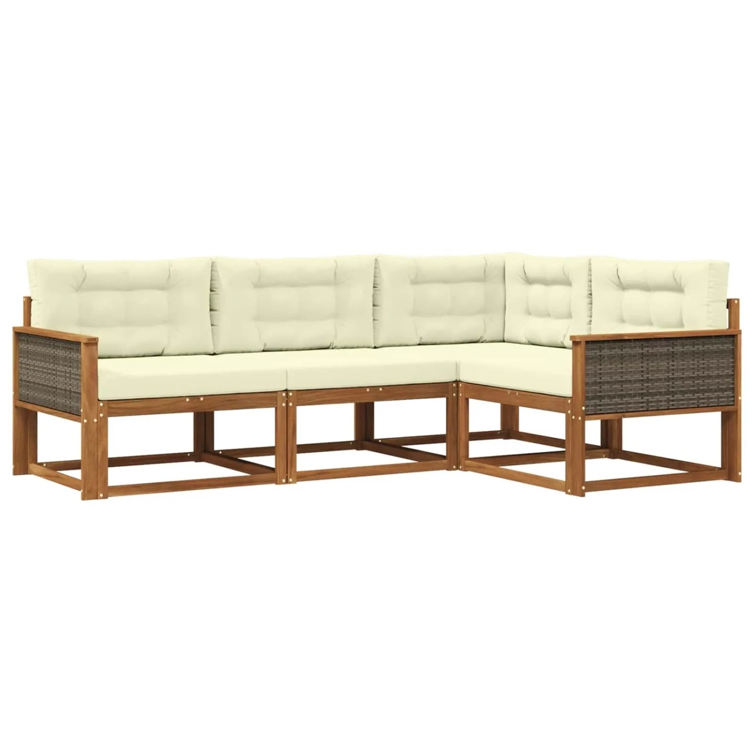vidaXL Outdoor-Sofagarnitur mit Kissen 4 Stk Natur und Creme 3382518
