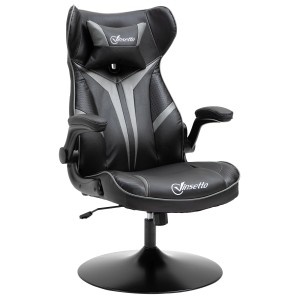 Vinsetto Gaming Stuhl in Schwarz mit Kopfkissen, ergonomisch und im Rennwagen-Design.