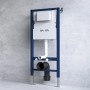 AM.PM Vorwandelement für Wand-WC mit Spülkasten und blauer Halterung.