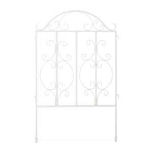 Relaxdays Gartenzaun 3er Set Stahl Weiß Erweiterbar 98 cm x 190,5 cm x 2,5 cm