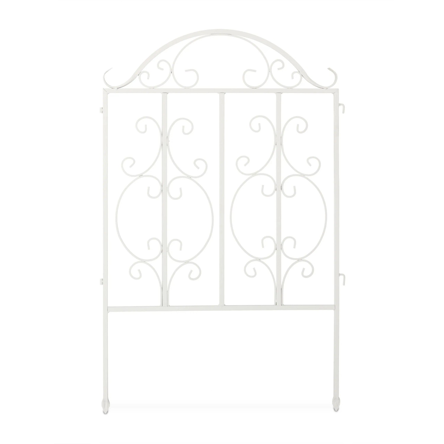 Relaxdays Gartenzaun 3er Set Stahl Weiß Erweiterbar 98 cm x 190,5 cm x 2,5 cm