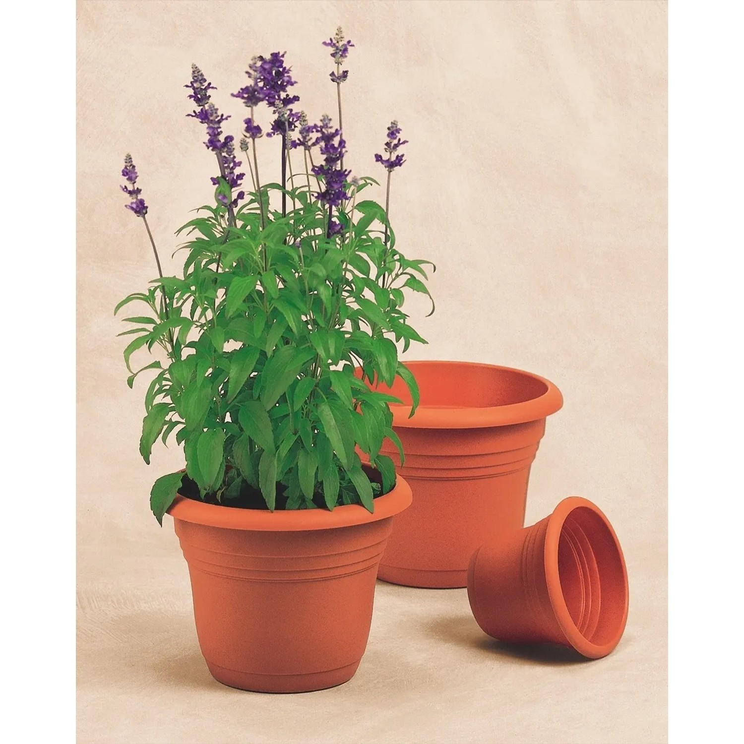 Vaso Per Piante Milano 45 Cm In Effetto Terra, Plastica PE Per Esterno, Colore Terracotta - 2