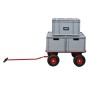 Profi Bollerwagen BOLLY mit grauen Kisten, rot pulverbeschichteter Rahmen und Luftbereifung.