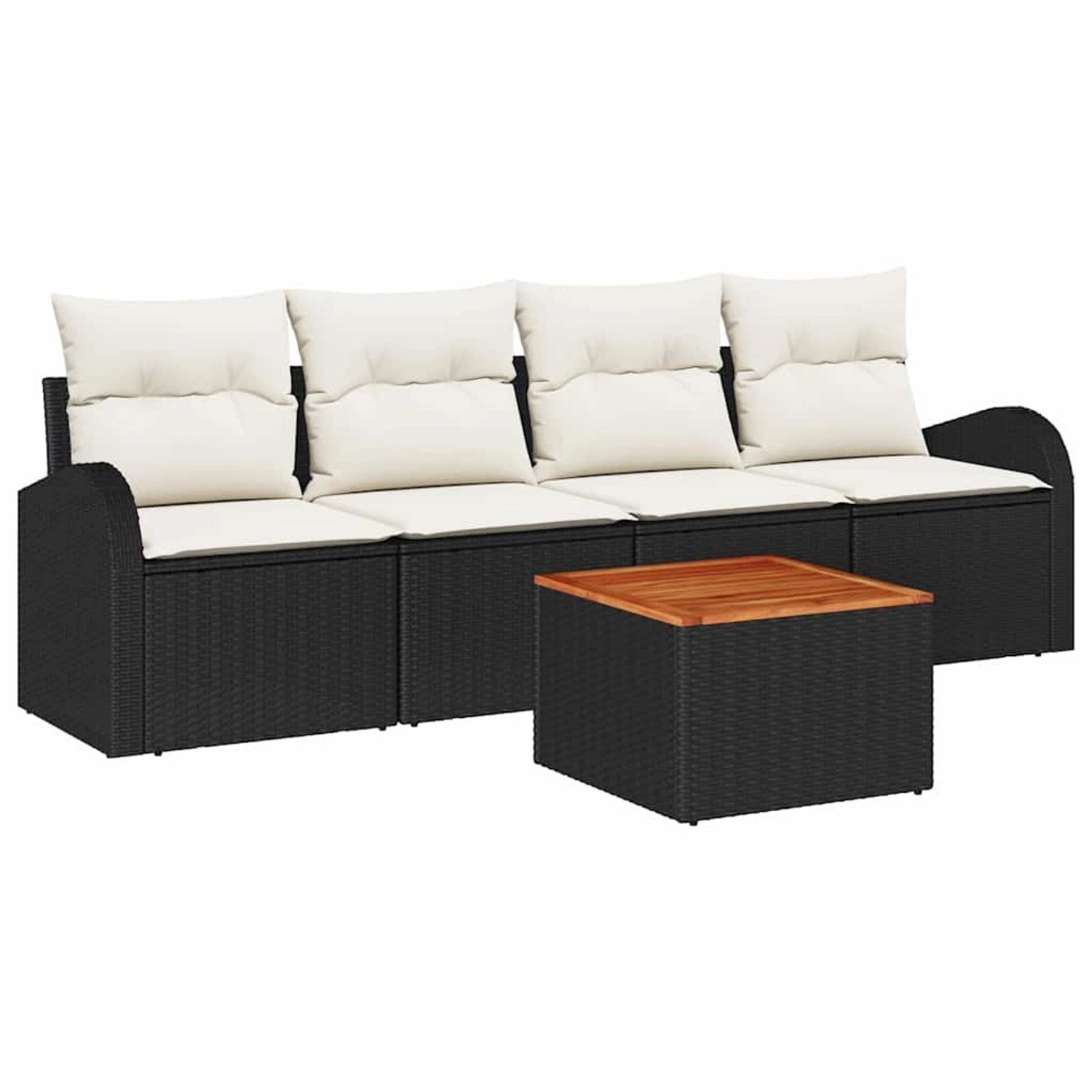 vidaXL Garten-Sofa-Set 5-Tlg Schwarz Poly Rattan 3347509 günstig online kaufen