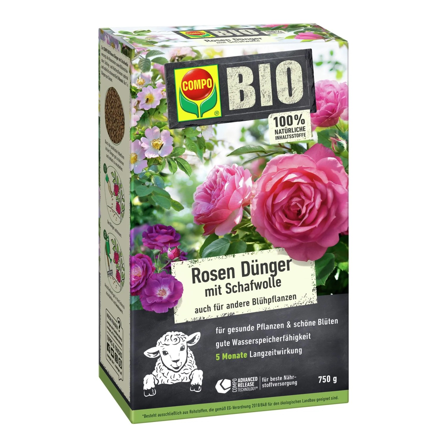 Compo Bio Rosen Langzeit-Dünger mit Schafwolle 750 g