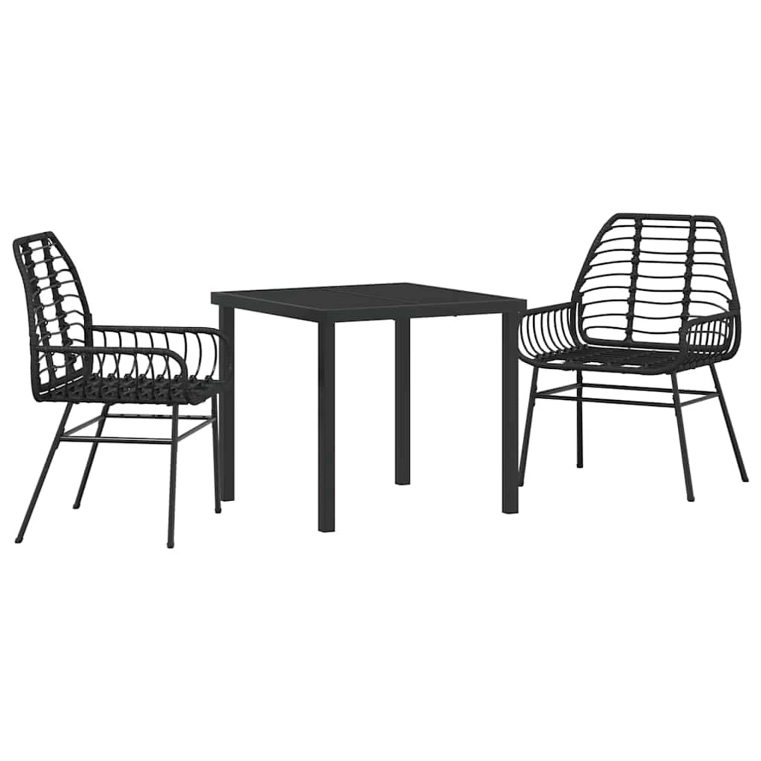 vidaXL Garten Essgruppe 3-Tlg Schwarz Poly Rattan 3380841 günstig online kaufen
