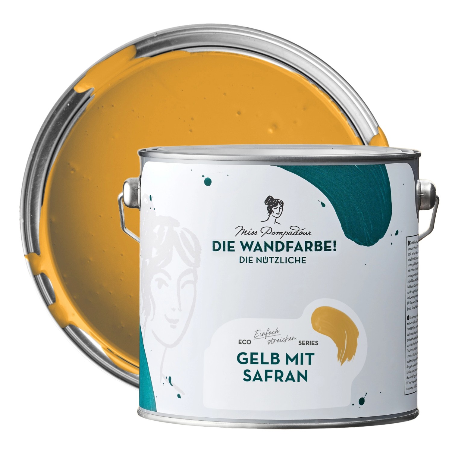 MissPompadour Abwaschbare Wandfarbe Gelb mit Safran 2,5L Hochdeckend Scheuerbeständig