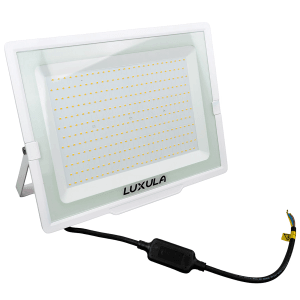 LUXULA LED Strahler 300W 30000lm Fluter 3000K Warmweiß Flutlichtstrahler Slim Design Außenstrahler IP65 Wetterfest und Robuster Baustrahler Weiß