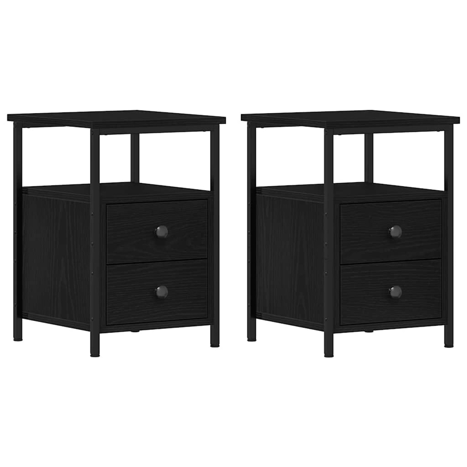 vidaXL Nachttische 2 Stk, Schwarze Eiche 34x35,5x50 cm Holzwerkstoff 862138