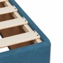 Detailansicht Boxspringbett blau, 120x200 cm, Samtbezug und Lattenrost.