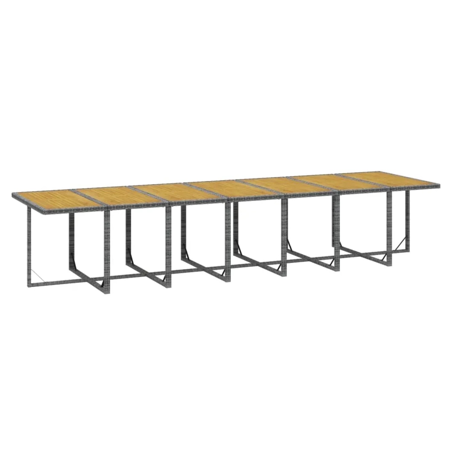 Graue vidaXL Garten-Essgruppe, 19-teilig, mit Tisch aus Polyrattan und Stahl, ideal für den Garten.