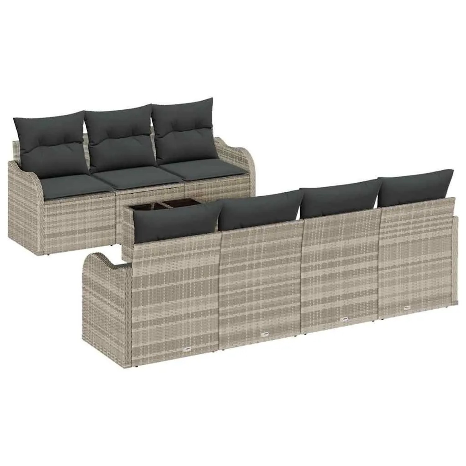 vidaXL Gartensofa-set mit Kissen 8-Tlg Hellgrau und Dunkelgrau 3354281