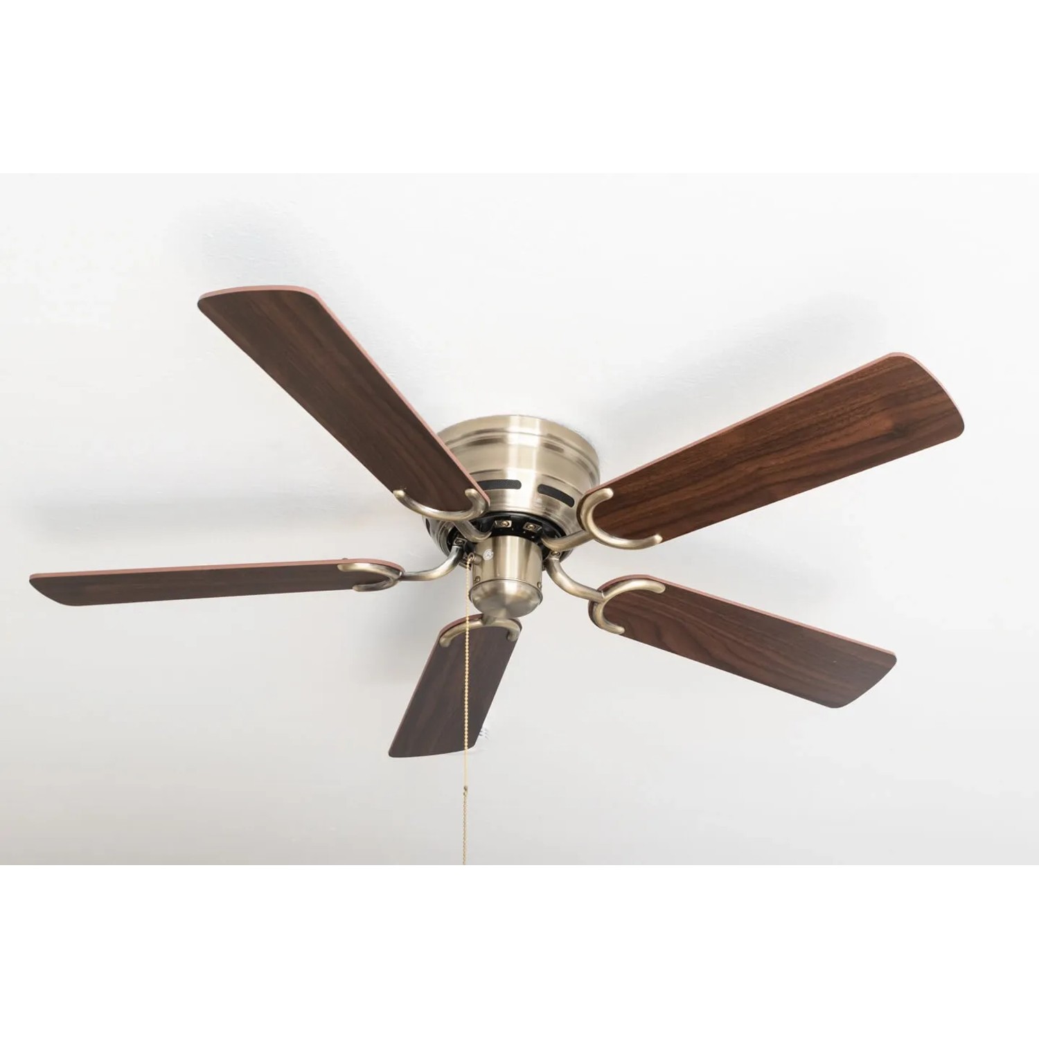 Pepeo Deckenventilator Kisa Deluxe, Messing antik, Rosenholz/Walnuss Flügel