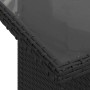 Detailansicht: Schwarzer vidaXL Gartenmöbel Tisch mit Glasplatte und Poly Rattan Geflecht.