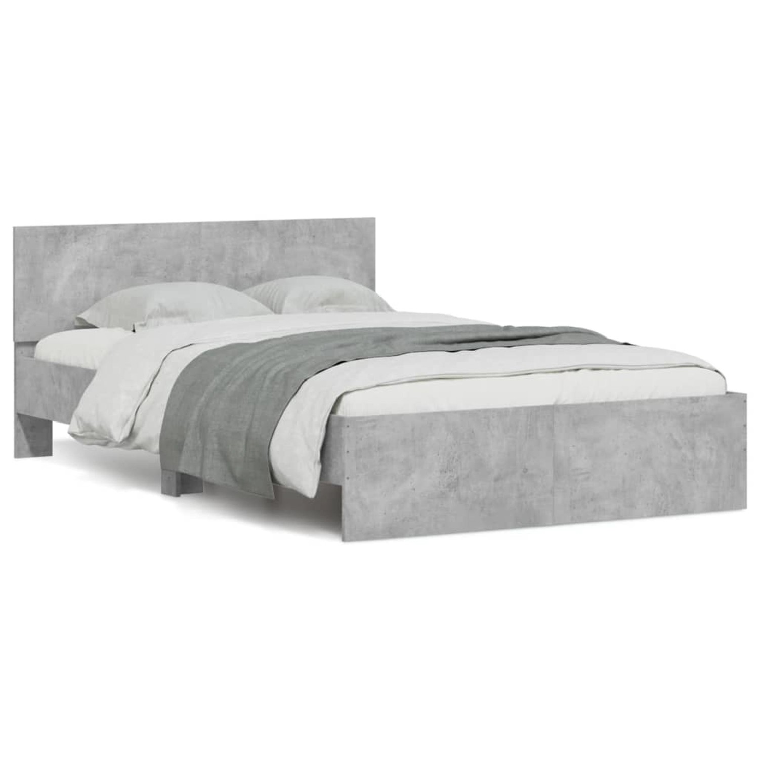 vidaXL Bettgestell mit Kopfteil Betongrau 120x190 cm1938083