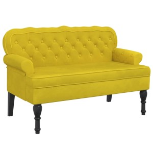 vidaXL Sitzbank mit Rückenlehne Gelb 119,5x64,5x75 cm Samt 372162