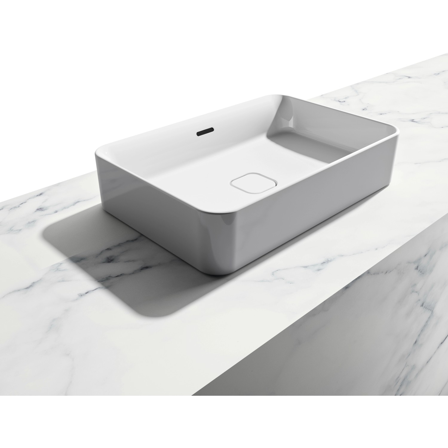 Weißer Ideal Standard Aufsatzwaschtisch Strada II, 60x40 cm, ohne Hahnloch, mit Überlauf.