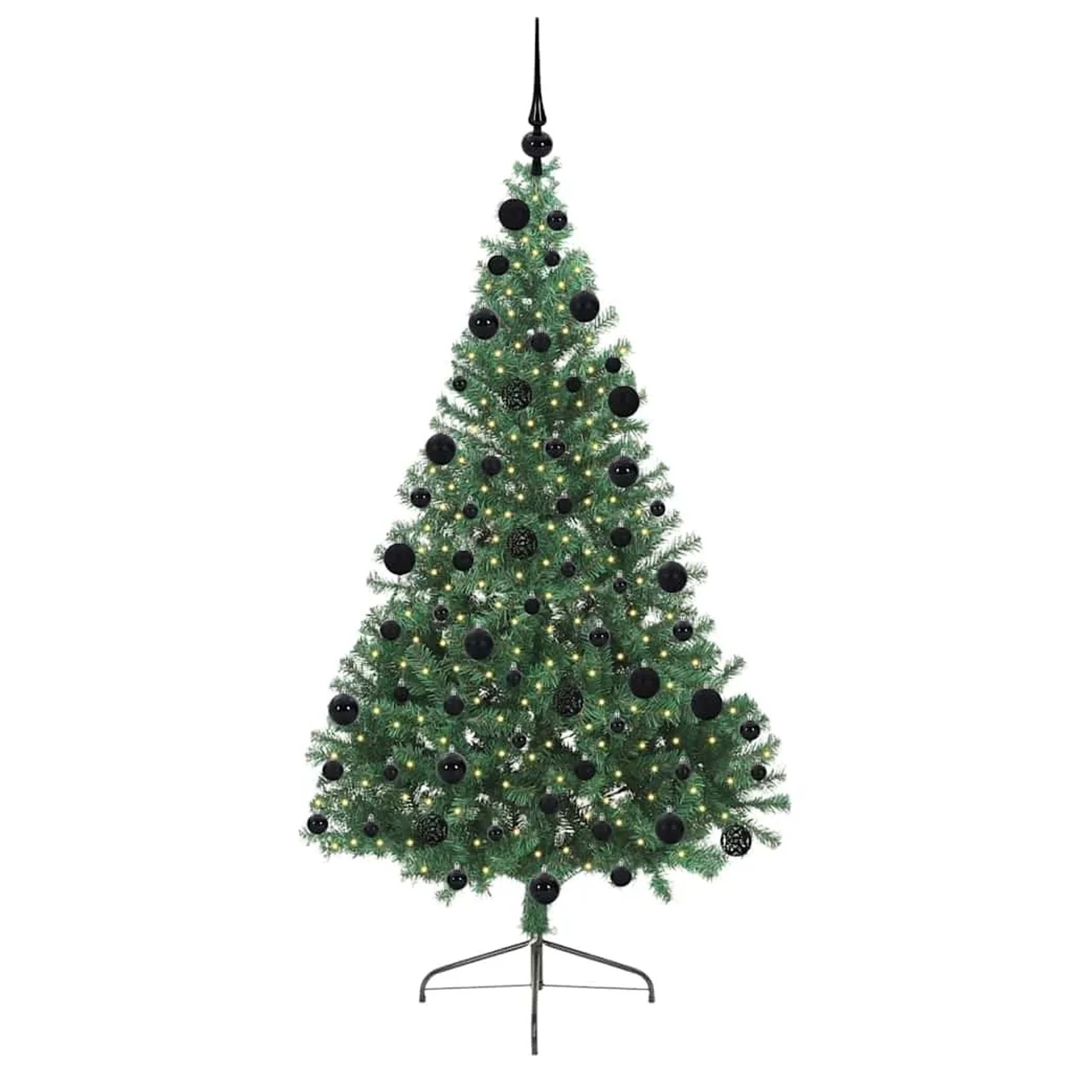 vidaXL Künstlicher Vorbeleuchteter Weihnachtsbaum Grün 210 cm PVC 3397025