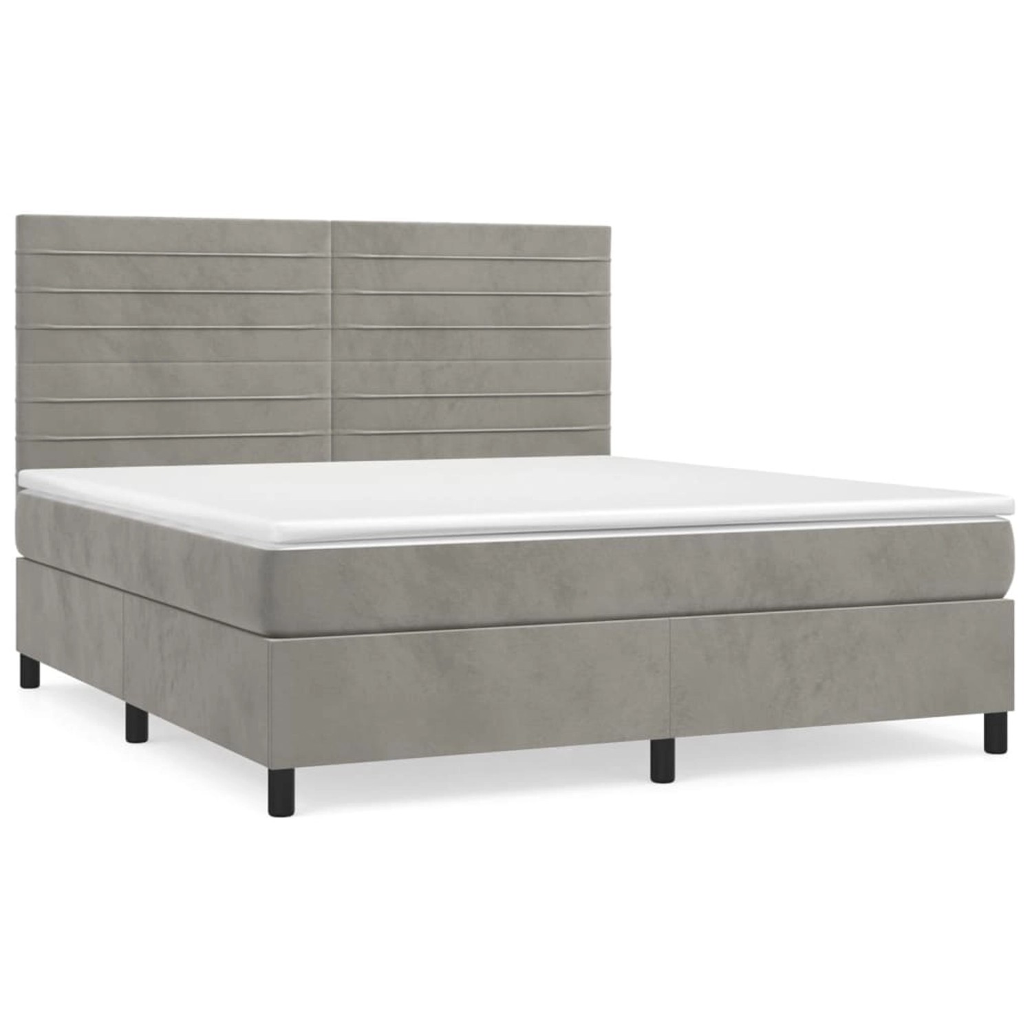 vidaXL Boxspringbett mit Matratze Hellgrau 180x200 cm Samt 3143097 günstig online kaufen