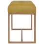 Senfgelbe Samtbank (80 cm) mit goldenem Metallgestell. Möbel für Wohnzimmer und Flur.