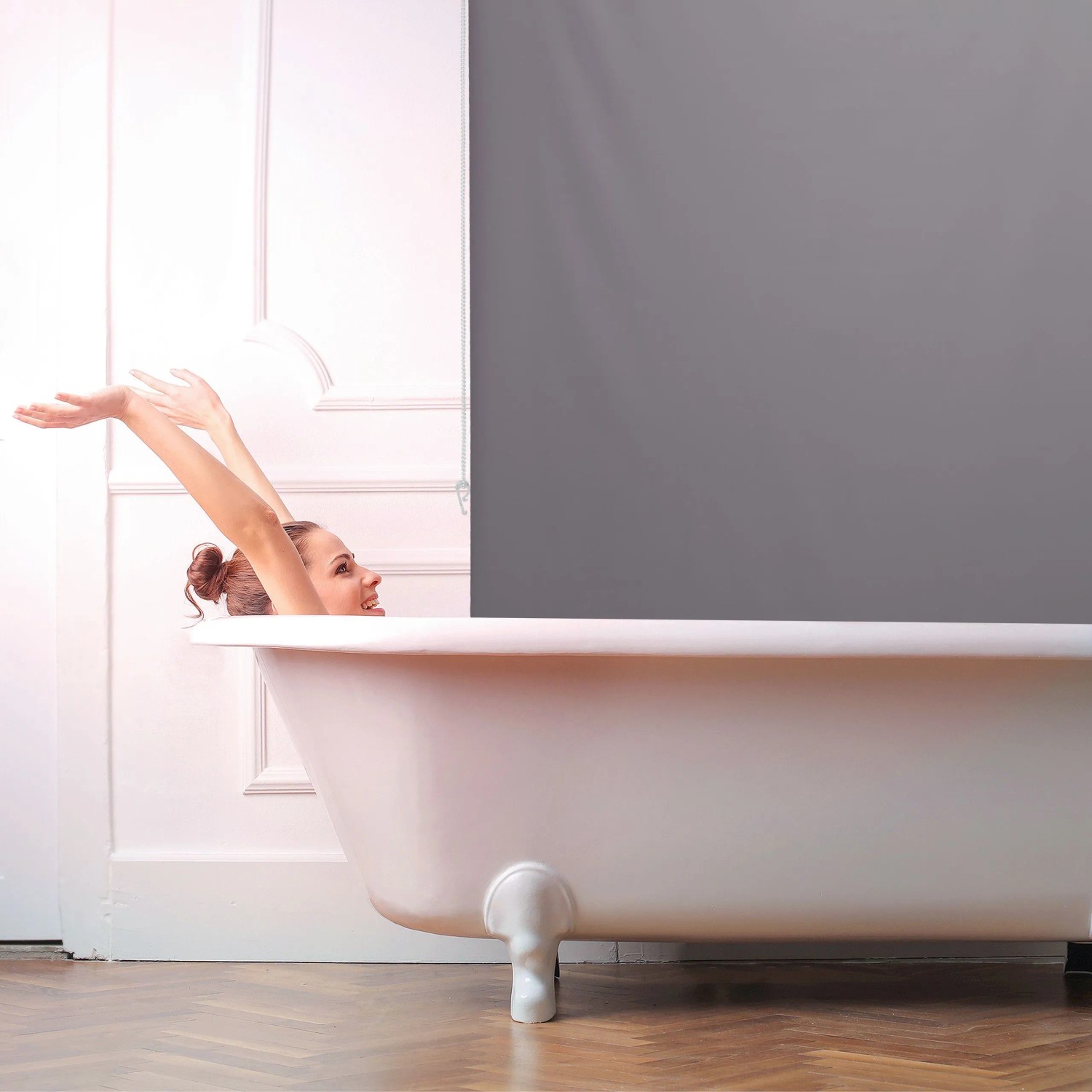 Relaxdays Duschrollo PVC Grau Wasserabweisend Schnelltrocknend 100 cm x 240 cm 0,7 kg_2