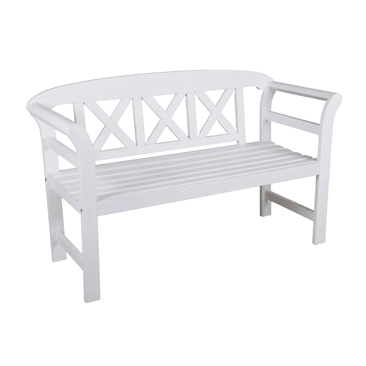 Thumbnail - DELUKE Gartenbank SIENA 2-Sitzer 128cm Breit Eukalyptus Weißgrau Terrassenbank Wetterfest Sitzbank Outdoor Bank