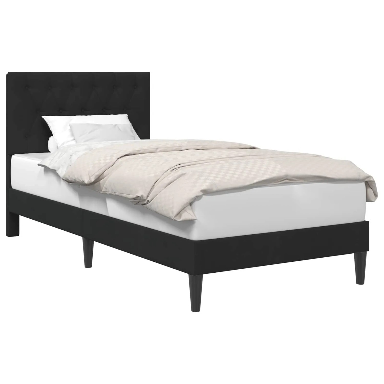 vidaXL Bettrahmen mit Kopfteil Schwarz 90 x 190 cm Samt 42027635