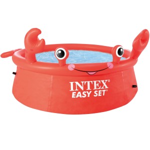 Intex Easy Set Pool Happy Crab, Ø 183 cm, roter Quick-Up Pool mit Krabbendesign.