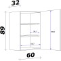 Skizze: Flex-Well Classic Oberschrank Florida 60x89 cm, Sonoma Eiche, mit Maßen. Küchen-Hängeschrank.