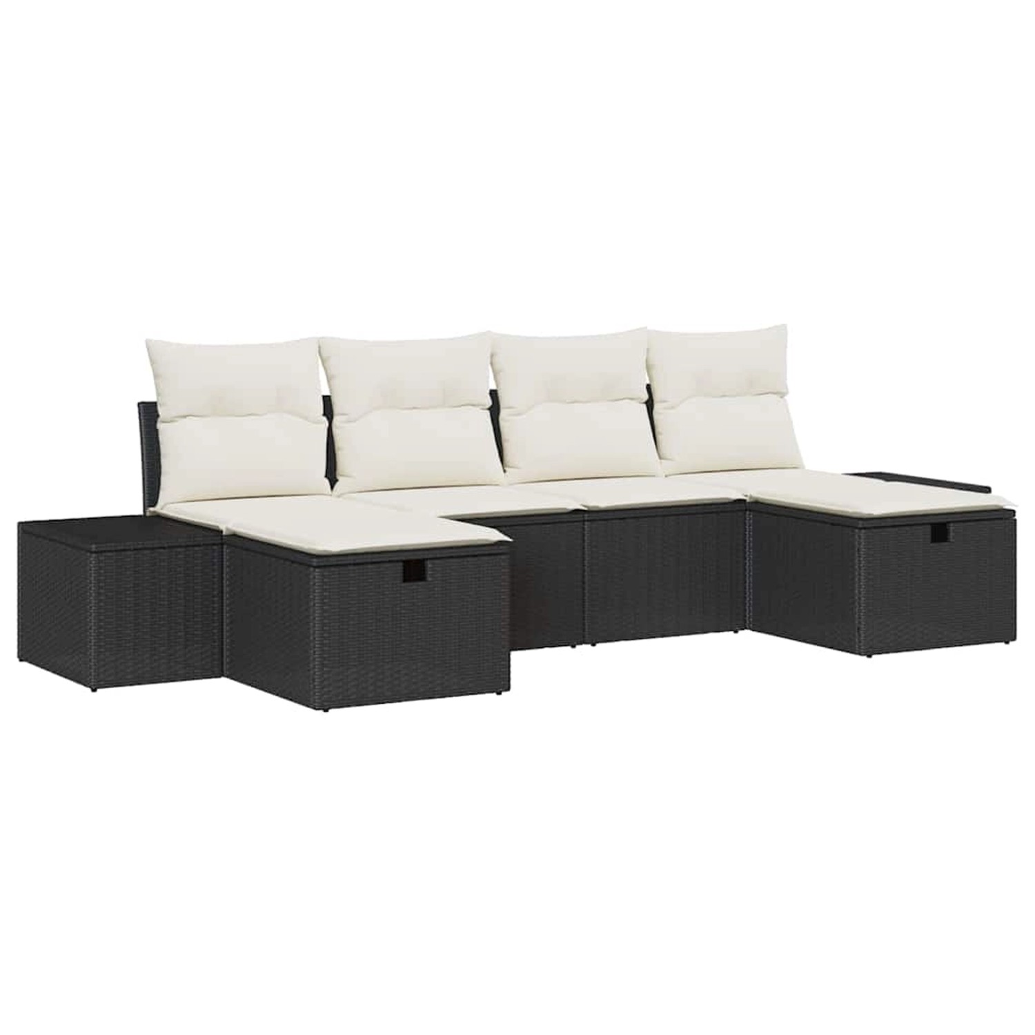 vidaXL Garten-Sofa-Set mit Kissen 6-Tlg Schwarz Poly Rattan 3359416 günstig online kaufen