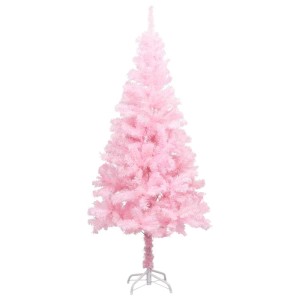Rosa künstlicher Weihnachtsbaum, 150cm hoch, mit PVC-Nadeln und weißem Stahlständer. Festliche Deko.