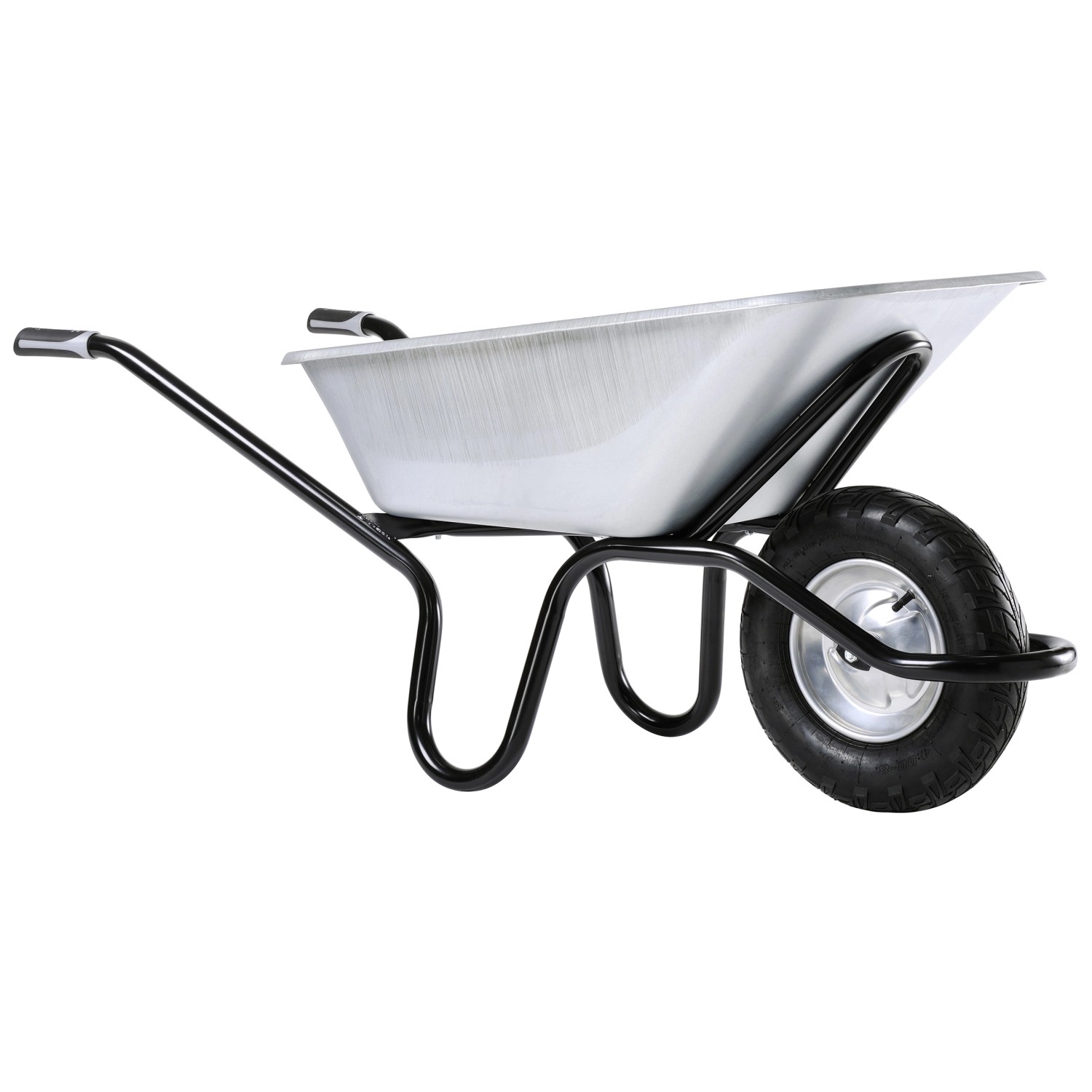 Haemmerlin Schubkarre Bau Plus, 120 l, verzinkte Mulde und Luftrad. Ideal für Bau und Garten.