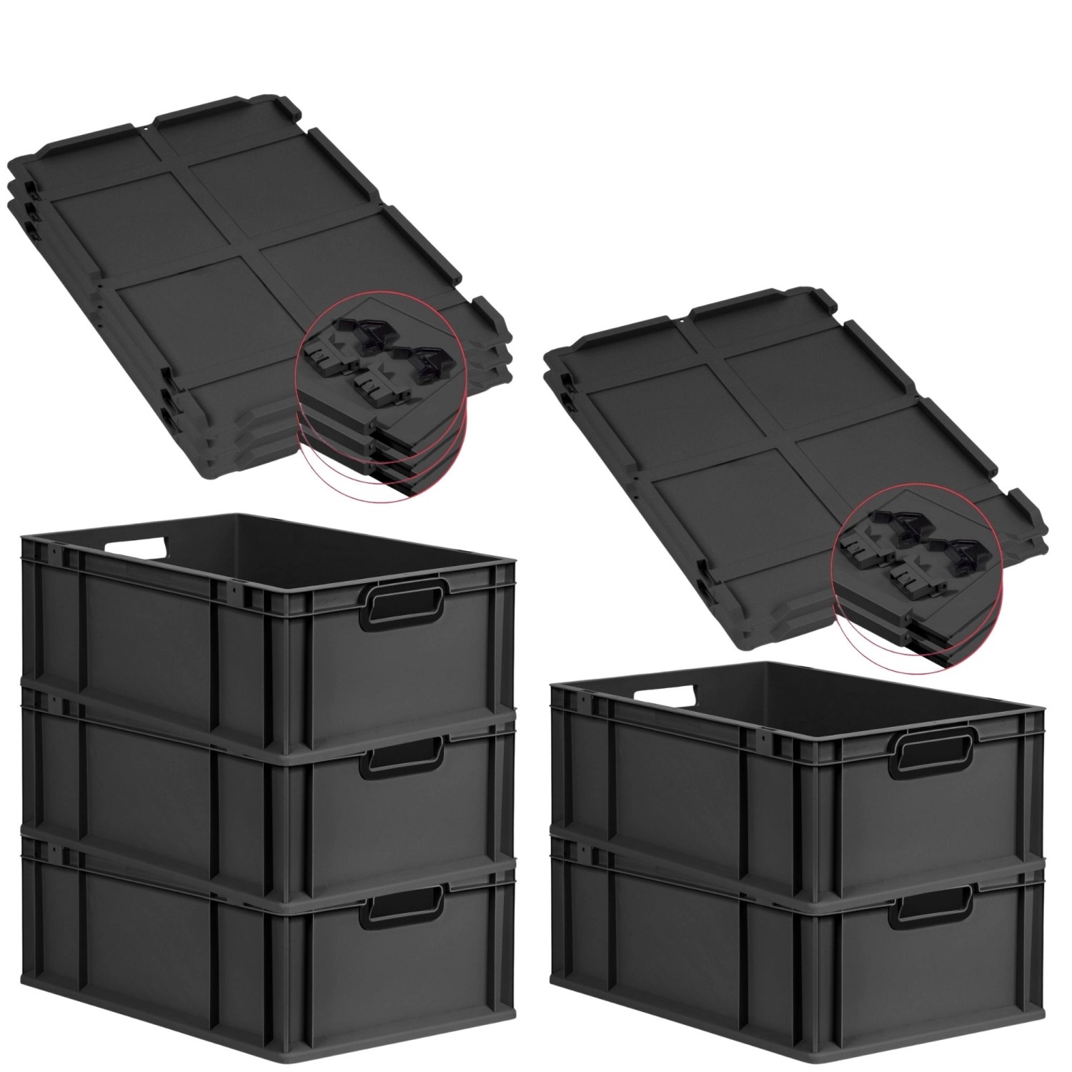 PROREGAL SuperSparSet 5x Eurobox Nextgen Color Mit Scharnierdeckel HxBxT 22 günstig online kaufen