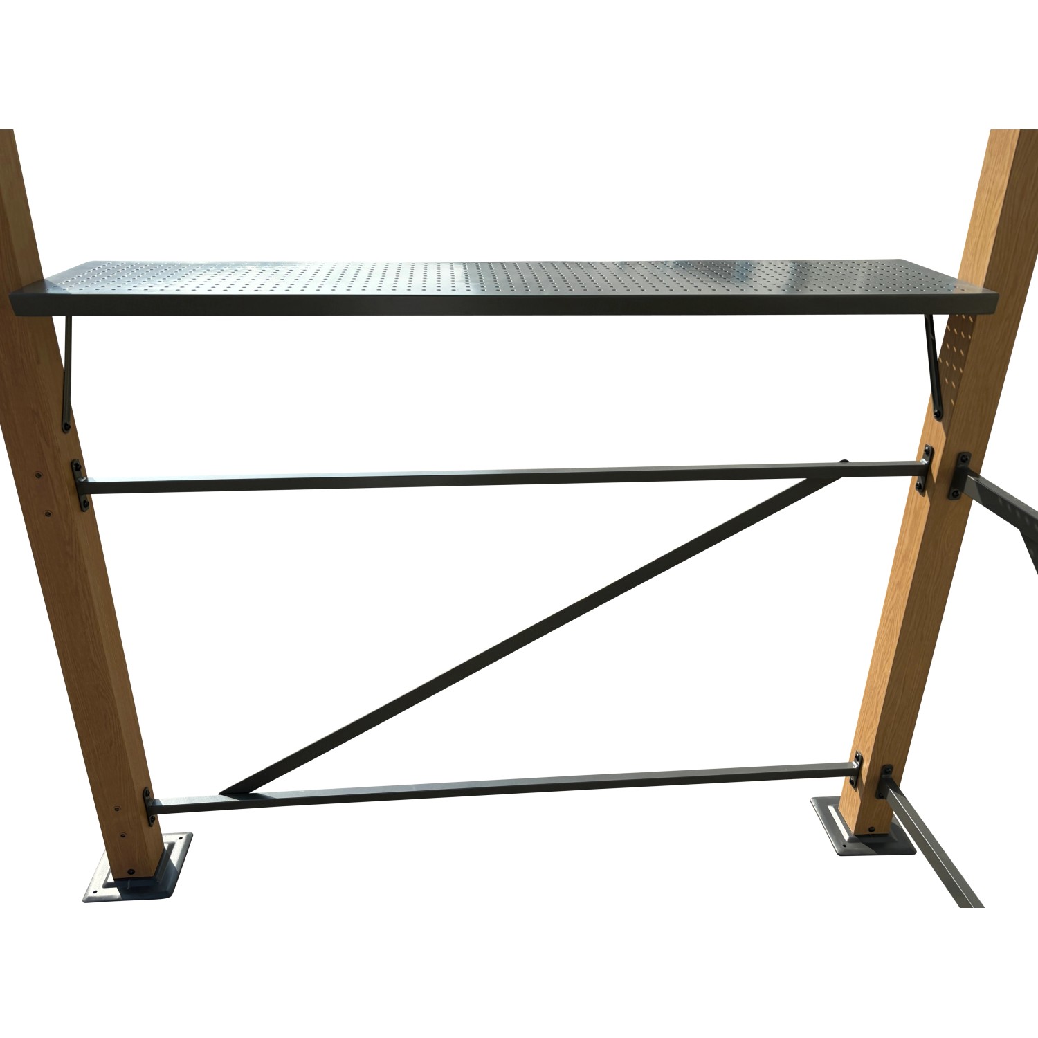 Detailansicht: Leco Luxus-Grillpavillon mit Ablagefläche und Holzoptik.