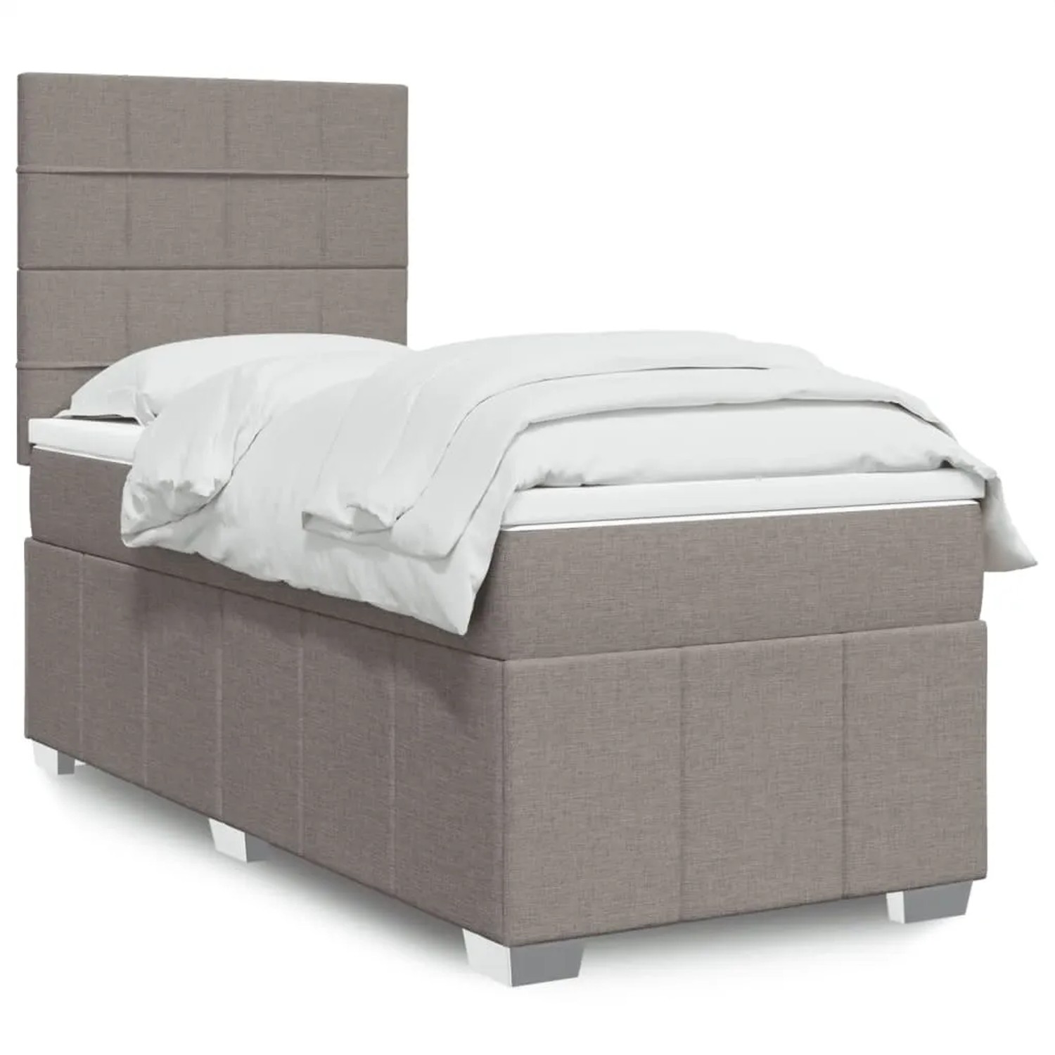 vidaXL Boxspringbett mit Matratze Taupe 90x190 cm Stoff 3293827