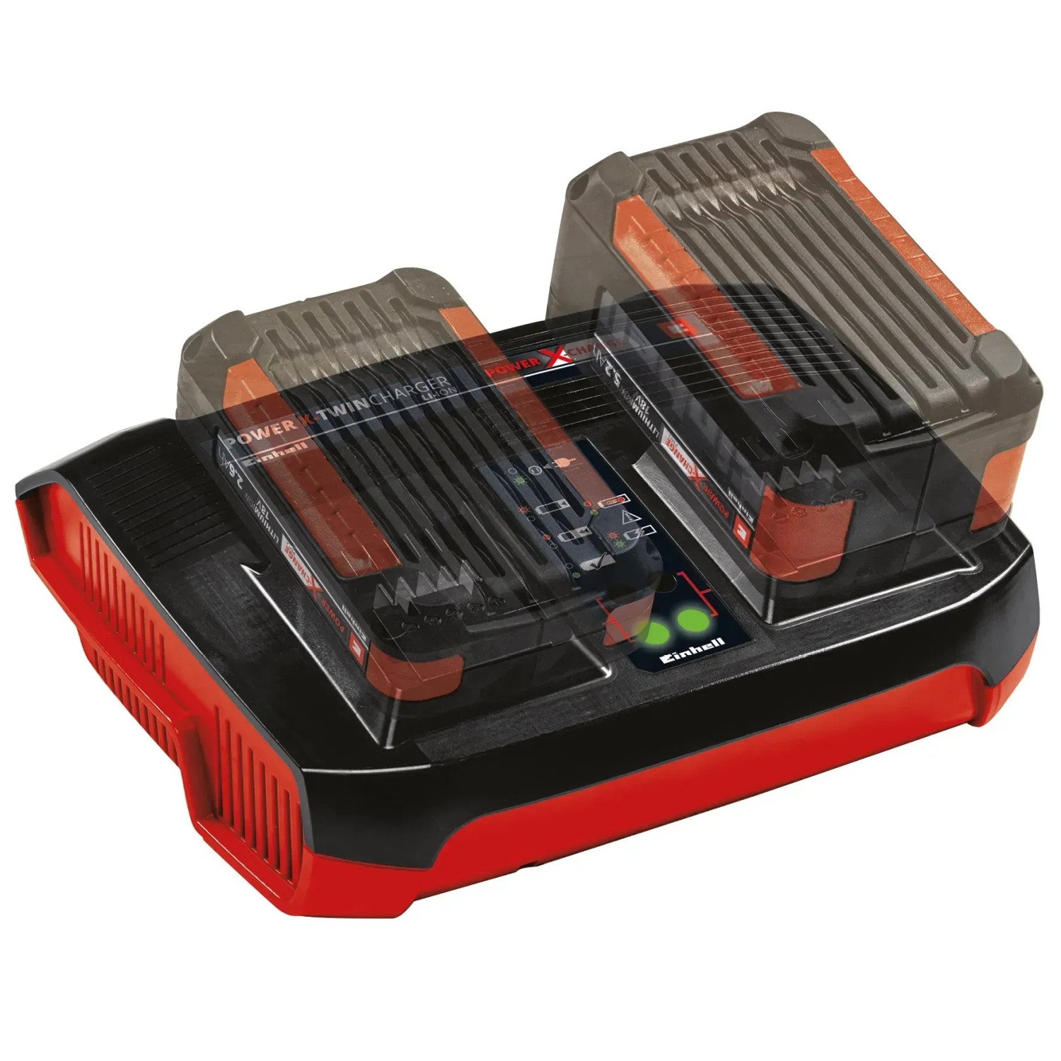 Einhell Power X-Change Twincharger 3A Ladegerät für zwei Akkus der Power X-Change Serie.