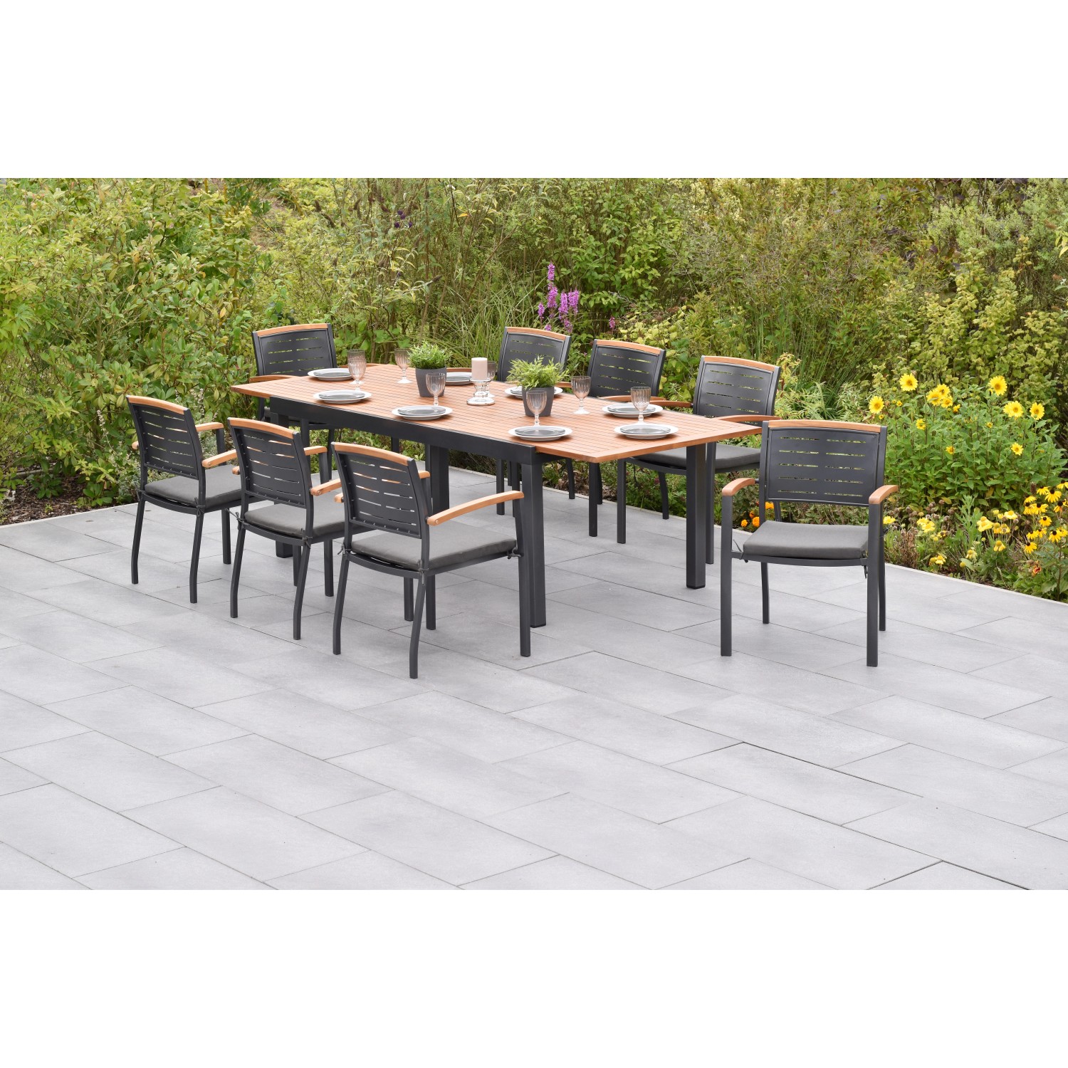 Merxx Tinos Set 17-tlg. mit Gartentisch Ausziehbar 180/250 x 100 cm inkl. K günstig online kaufen