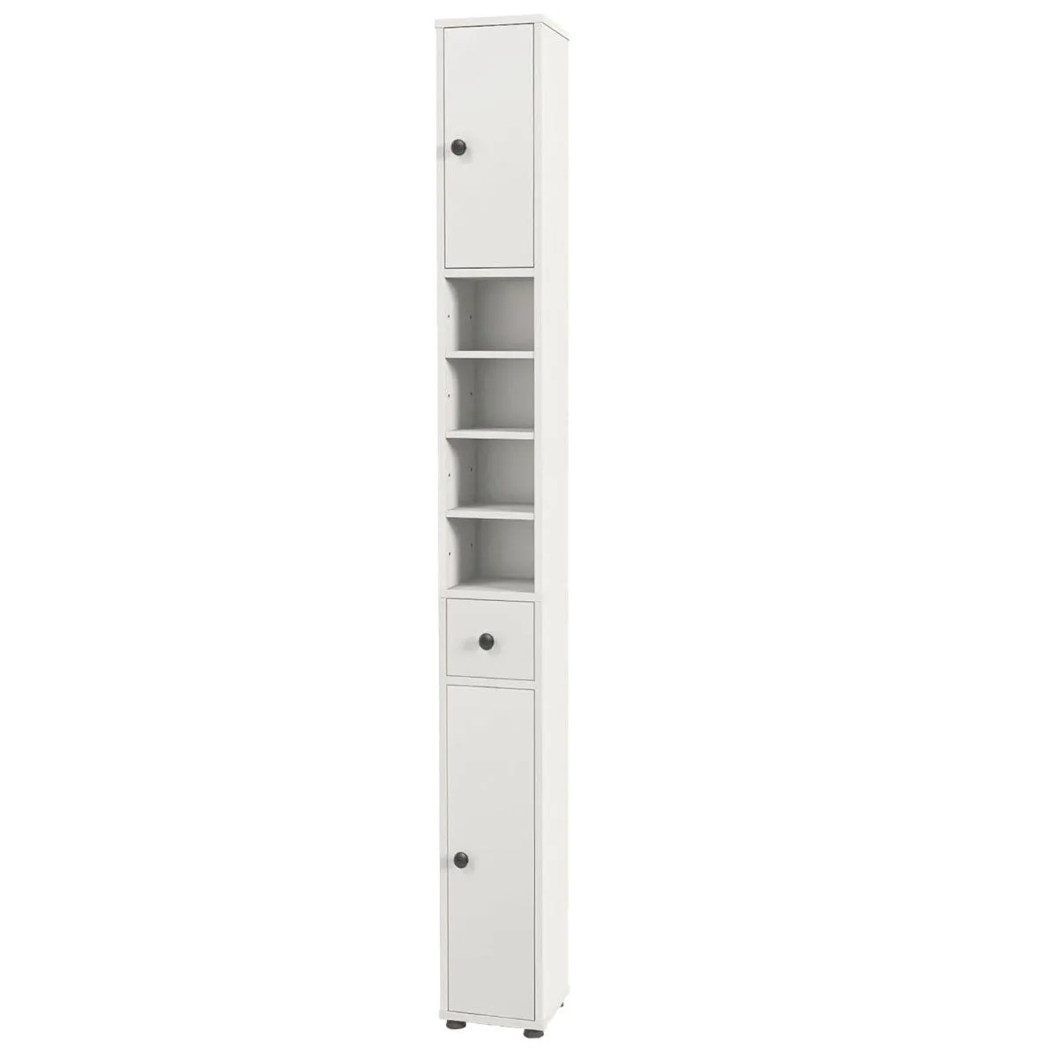 Costway Badschrank Schmal Badezimmerschrank mit 2 Türen Weiß
