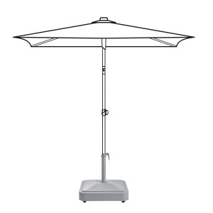Suncomfort Schirmständer mit Rollen, füllbarer Sockel für flexible Sonnenschirme.