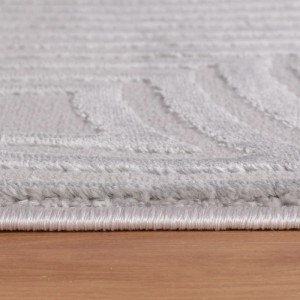 Detailansicht: Ayyildiz Kurzflorteppich Sahara 1113, silberner Teppich mit Muster.