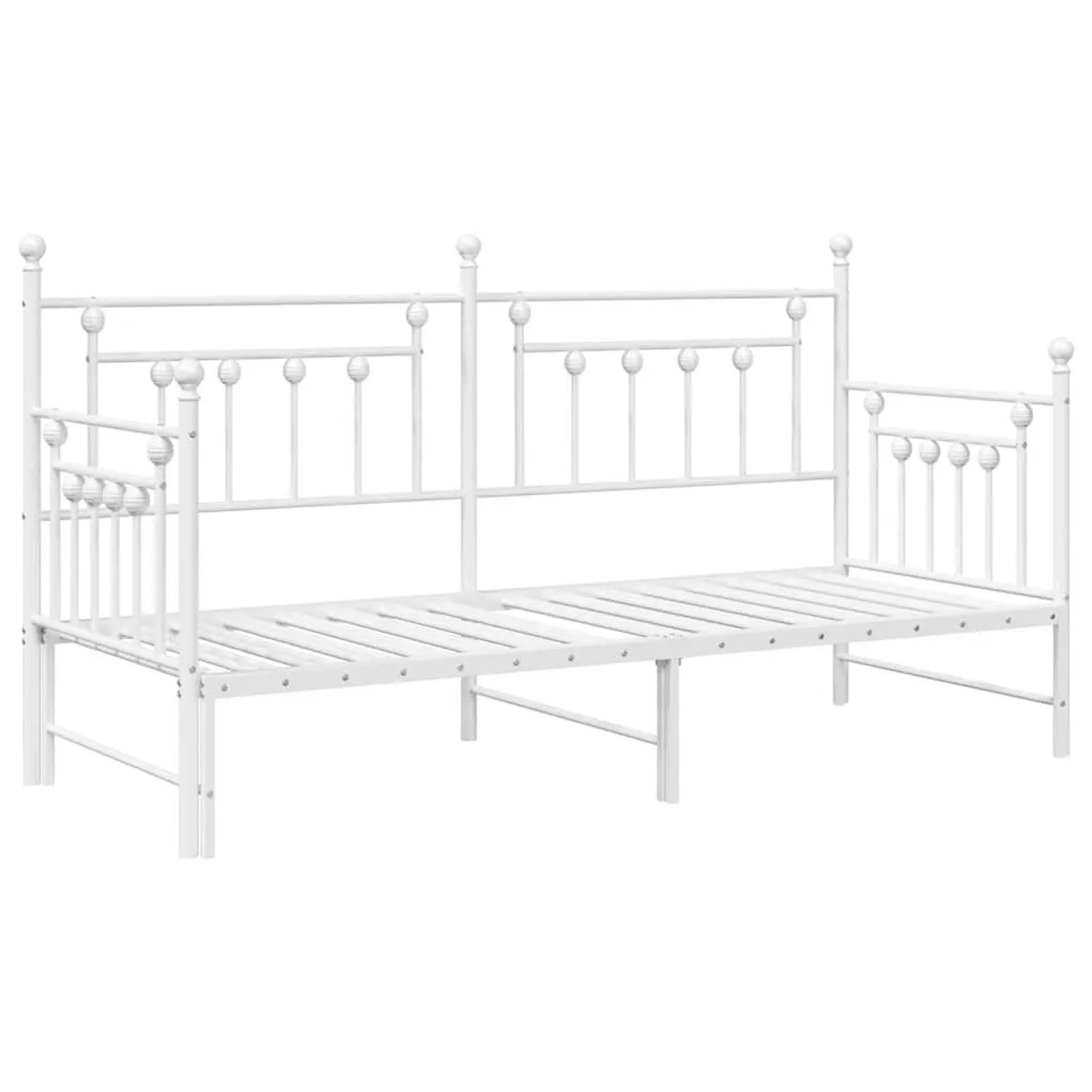 vidaXL Tagesbettrahmen mit Kopfteil Weiß 80 x 200 cm Stahl 42002678