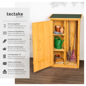 Tectake Gartenschrank Mit Flachdach Taman Aus Imprägniertem Nadelholz Zwei Regalböden  75 x 56 x 118 cm Braun