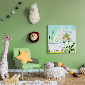 Banjado Magnettafel 50x50 Gräser: Magnetwand aus Metall mit 4 Magneten im Kinderzimmer.