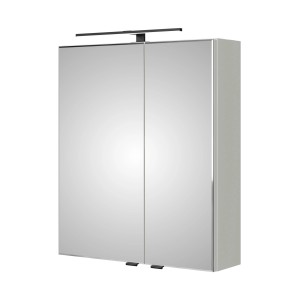 Pelipal Spiegelschrank Quantum 07, 60 cm, Schneeweiß Glanz mit LED-Leuchte und zwei Spiegeltüren.