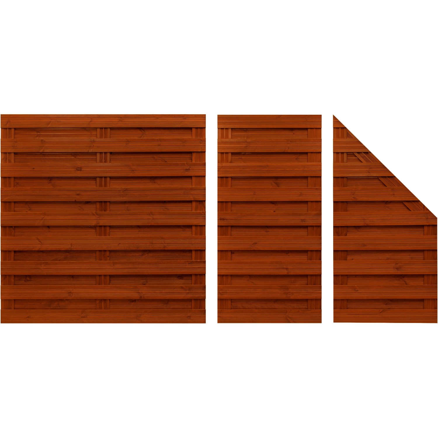 Sichtschutzzaun Goch, Teakfarben lasiert, 180x90cm, Holzzaun Elemente für Garten.