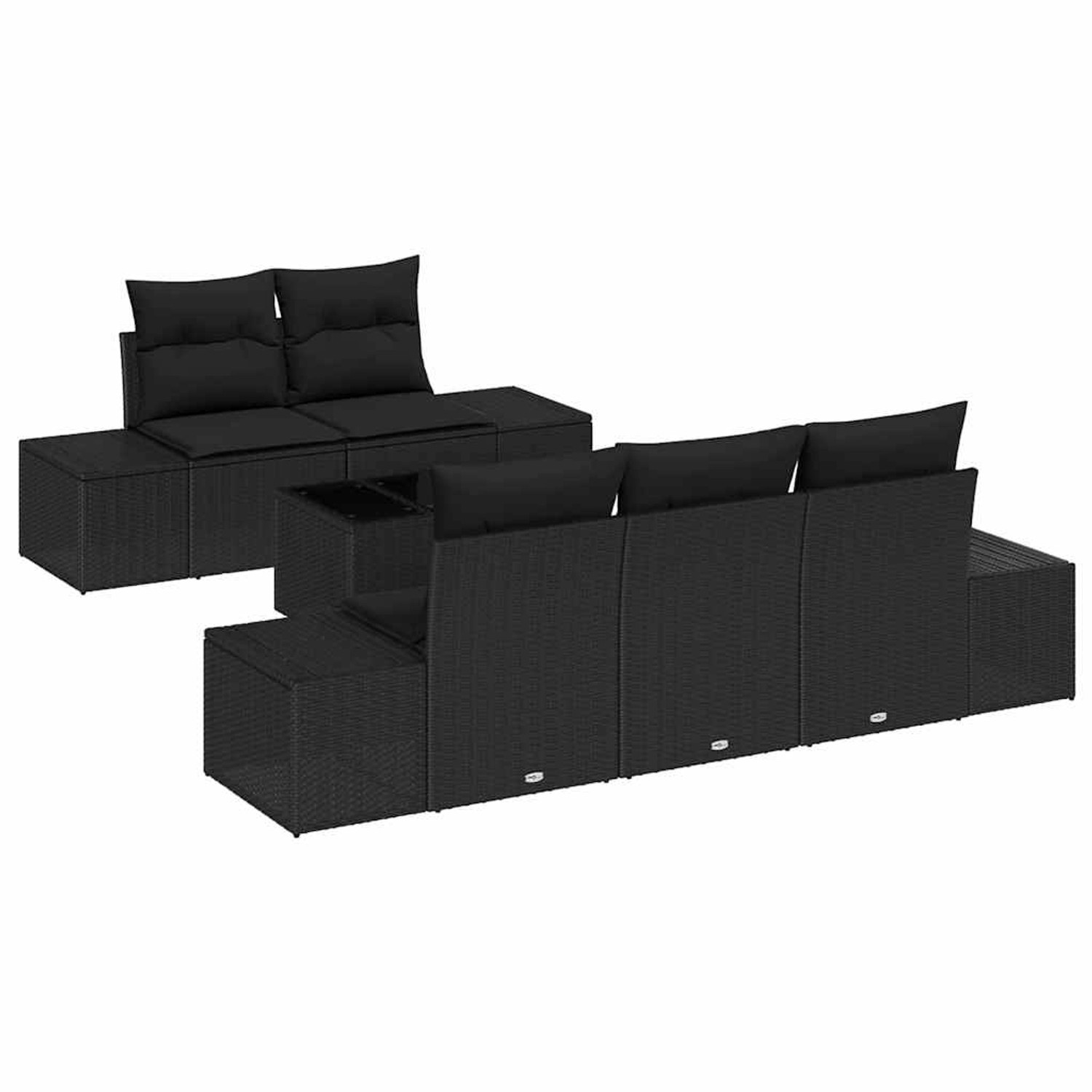vidaXL Garten-Sofa-Set 6-Tlg Schwarz Poly Rattan 3346943 günstig online kaufen