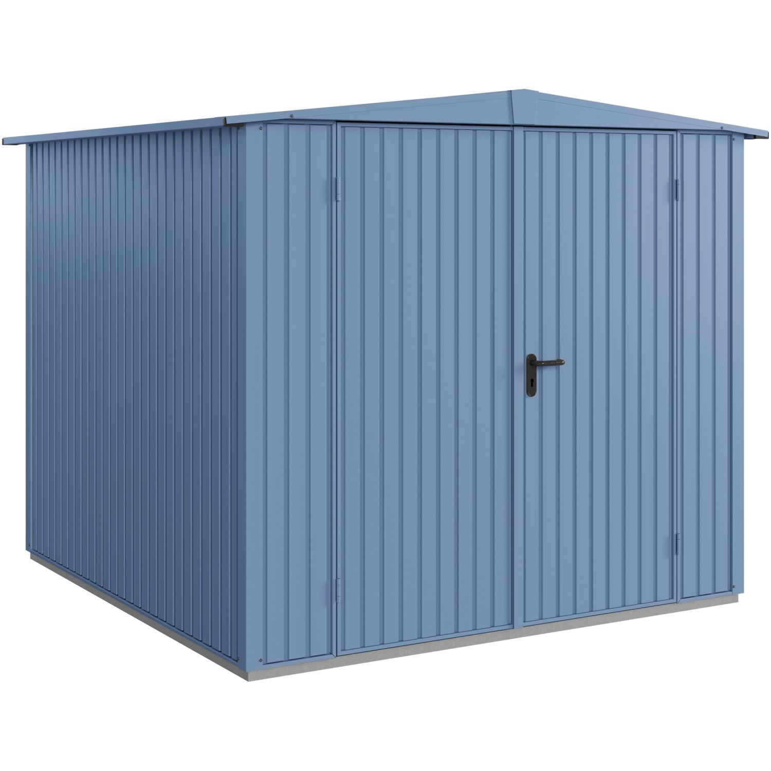 Ecostar Gerätehaus Trend mit Satteldach Typ 2 RAL5014 Taubenblau Doppeltür