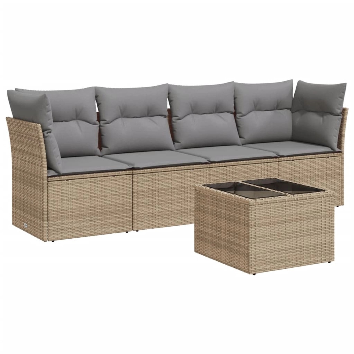 vidaXL 5-Tlg Garten-Sofagarnitur mit Kissen Beige Poly Rattan 3249078 günstig online kaufen