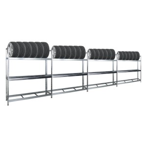 PROREGAL Mega Deal: 4 verzinkte Reifenregale XL (200x180x45cm) mit Reifen