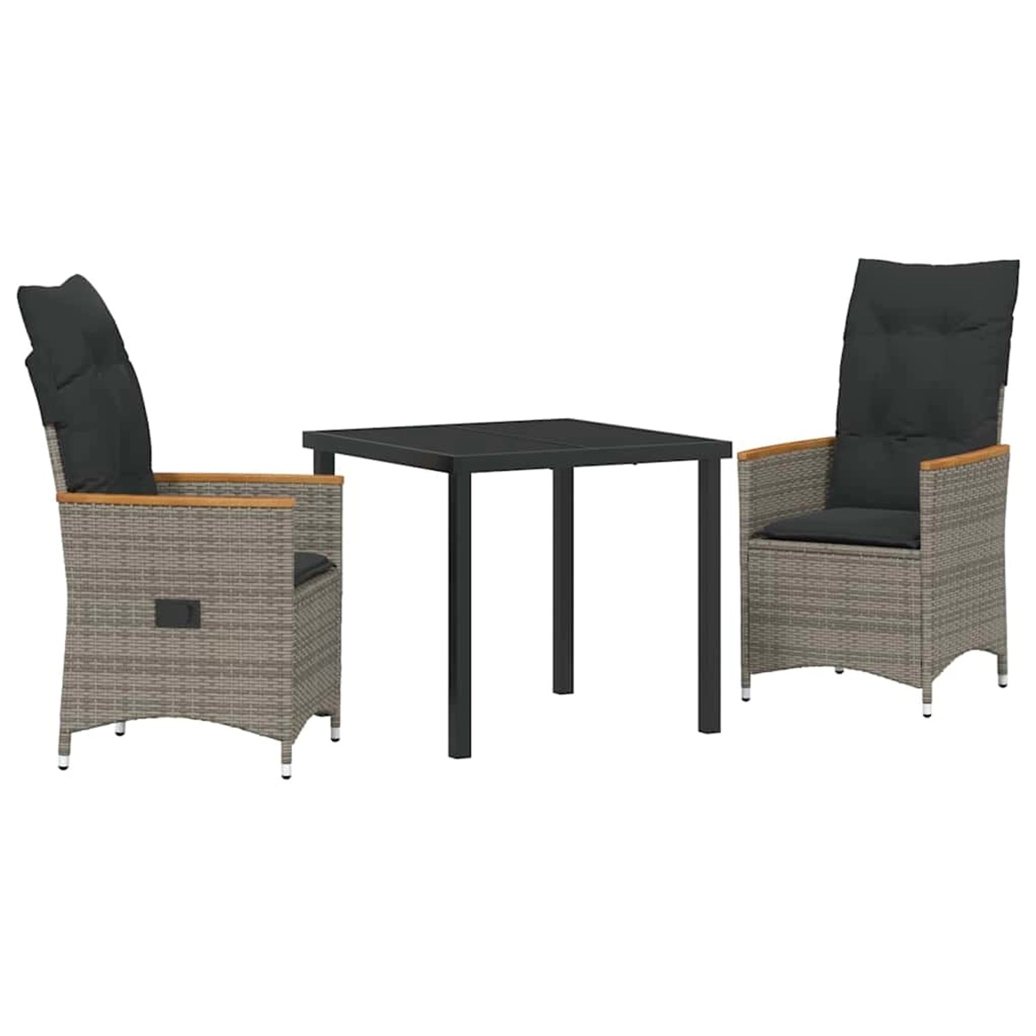vidaXL Garten Essgruppe mit Kissen 3-Tlg Grau Poly Rattan 3379618 günstig online kaufen